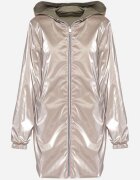 melya by melody Jachetă Verde închis Reversibilă cu Glugă Fixă și cu Efect Metalic Lirednil