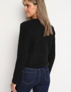melya by melody Kardigan Negru cu Lână Finisat cu nasturi imitație de buzunare și împletitură decorativă Merinesi