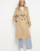 melya by melody Lung Palton Trench Bej închis cu un croi clasic cu curea Nasde