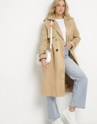 melya by melody Lung Palton Trench Bej închis cu un croi clasic cu curea Nasde