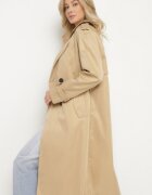 melya by melody Lung Palton Trench Bej închis cu un croi clasic cu curea Nasde
