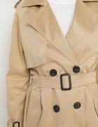 melya by melody Lung Palton Trench Bej închis cu un croi clasic cu curea Nasde