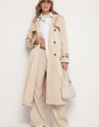 melya by melody Palton Trench Bej deschis dublu rând ornat cu curea și cataramă Tinbella