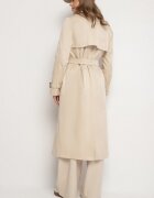 melya by melody Palton Trench Bej deschis dublu rând ornat cu curea și cataramă Tinbella