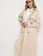 melya by melody Palton Trench Bej deschis dublu rând ornat cu curea și cataramă Tinbella