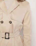 melya by melody Palton Trench Bej deschis dublu rând ornat cu curea și cataramă Tinbella