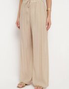 melya by melody Pantaloni Bej Larghi din Viscoză cu Buzunare Rowalle