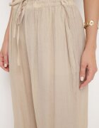 melya by melody Pantaloni Bej Larghi din Viscoză cu Buzunare Rowalle
