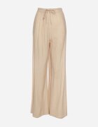 melya by melody Pantaloni Bej Larghi din Viscoză cu Buzunare Rowalle