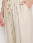 melya by melody Pantaloni bej largi cu talie înaltă decorați cu șnur Fenaris