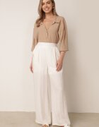 melya by melody Pantaloni casual structurali largi cu talie înaltă Sofede Bej