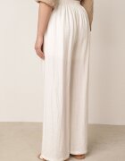 melya by melody Pantaloni casual structurali largi cu talie înaltă Sofede Bej