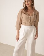 melya by melody Pantaloni casual structurali largi cu talie înaltă Sofede Bej