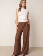 melya by melody Pantaloni casual structurali largi cu talie înaltă Sofede Maro