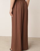 melya by melody Pantaloni casual structurali largi cu talie înaltă Sofede Maro