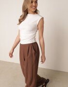 melya by melody Pantaloni casual structurali largi cu talie înaltă Sofede Maro