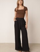 melya by melody Pantaloni casual structurali largi cu talie înaltă Sofede Negri