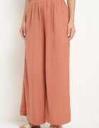 melya by melody Pantaloni Larghi Portocalii cu Vâscoză și Talie Înaltă și Elastic în Talie Kelevevia