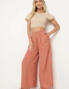 melya by melody Pantaloni Larghi Portocalii cu Vâscoză și Talie Înaltă și Elastic în Talie Kelevevia
