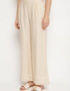 melya by melody Pantaloni Largi Bej deschis din Viscoză cu In Decorați cu Cusături Fenerisa