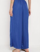 melya by melody Pantaloni Largi Bleumarin din Viscoză și cu Talie Înaltă și cu Elastic în Talie Kelevevia
