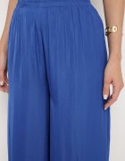 melya by melody Pantaloni Largi Bleumarin din Viscoză și cu Talie Înaltă și cu Elastic în Talie Kelevevia