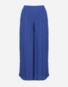 melya by melody Pantaloni Largi Bleumarin din Viscoză și cu Talie Înaltă și cu Elastic în Talie Kelevevia