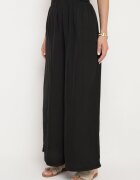 melya by melody Pantaloni Largi Negri din Viscoză cu Talie Înaltă și Elastic în Talie Kelevevia