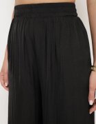 melya by melody Pantaloni Largi Negri din Viscoză cu Talie Înaltă și Elastic în Talie Kelevevia