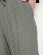 melya by melody Pantaloni Largi Verde Închis din Viscoză cu Buzunare Rowalle