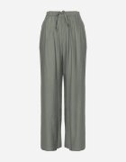 melya by melody Pantaloni Largi Verde Închis din Viscoză cu Buzunare Rowalle