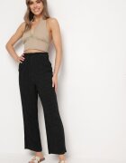 melya by melody Pantaloni Negri cu Dungi Fine cu Croială Dreaptă Ariallo