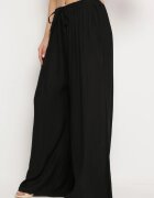 melya by melody Pantaloni Negri Largi din Viscoză cu Buzunare Rowalle