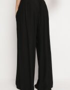 melya by melody Pantaloni Negri Largi din Viscoză cu Buzunare Rowalle