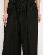 melya by melody Pantaloni Negri Largi din Viscoză cu Buzunare Rowalle