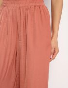 melya by melody Pantaloni portocalii din viscoză și talie înaltă și elastic în talie Kelevevia