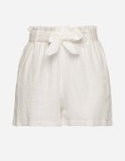 melya by melody Pantaloni scurți albi din bumbac cu elastic în talie și curea din material Melluna