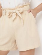 melya by melody Pantaloni scurți Bej din bumbac cu elastic în talie și curea din material Fioara