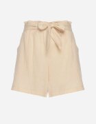 melya by melody Pantaloni scurți Bej din bumbac cu elastic în talie și curea din material Fioara