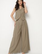 melya by melody Pantaloni Verzi din Viscoză cu croială largă Mevorine