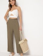 melya by melody Pantaloni Verzi închiși cu Dungi Fine cu Craci Drepți Ariallo