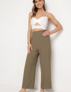 melya by melody Pantaloni Verzi închiși cu Dungi Fine cu Craci Drepți Ariallo