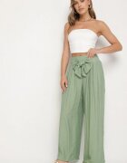 melya by melody Pantaloni Verzi Largi din Vâscoză cu Talie Înaltă Kolianne