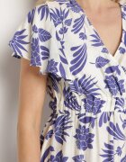 melya by melody Rochie Alb-Bleumarin cu Decolteu petrecut și Elastic în talie cu Imprimeu floral Nelliera