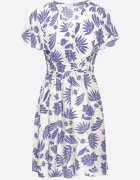 melya by melody Rochie Alb-Bleumarin cu Decolteu petrecut și Elastic în talie cu Imprimeu floral Nelliera