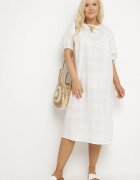 melya by melody Rochie Albă de bumbac Oversize cu legătură la gât Tolanea
