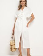 melya by melody Rochie albă din bumbac cu partea superioară tip cămașă și elastic în talie Vikleta