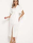 melya by melody Rochie albă din bumbac cu partea superioară tip cămașă și elastic în talie Vikleta