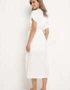 melya by melody Rochie albă din bumbac cu partea superioară tip cămașă și elastic în talie Vikleta