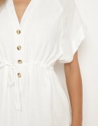 melya by melody Rochie albă din bumbac cu partea superioară tip cămașă și elastic în talie Vikleta